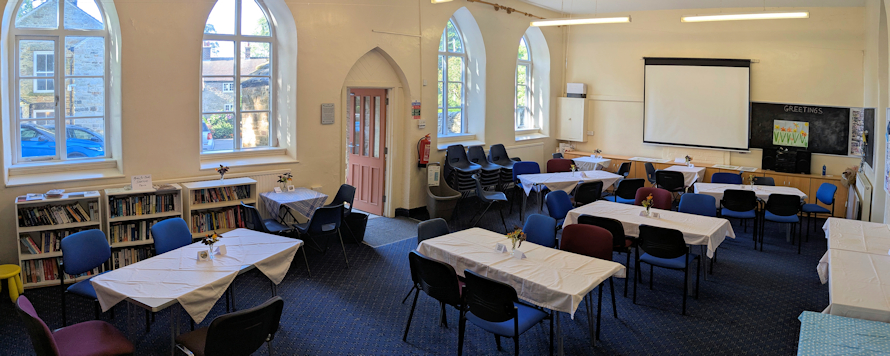 Old Brampton Schoolroom For Hire - Internal - Tables Laid 