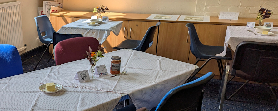 Old Brampton Schoolroom For Hire - Internal - Tables Laid